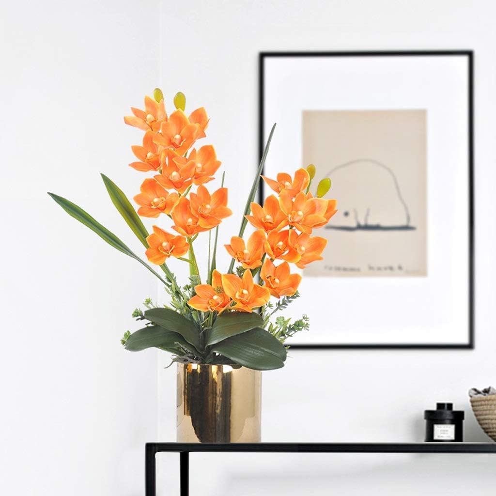 Sztuczne Storczyki, Jedwab, Sztuczne Kwiaty Phalaenopsis Z Wazonem, Zestaw Sztucznych Kwiatów 25,5 Cala, Sztuczne Kwiaty Do Domu, Sztuczne Storczyki