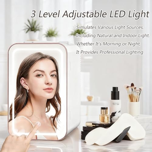 Image of 12L Mini Fridge with LED Digital Display, A Powerful Makeup Refrigerator and Cosmetic Fridge for 110V AC /12V DC Use, Small Refrigerator for Bedroom, Dorm, Car, Office