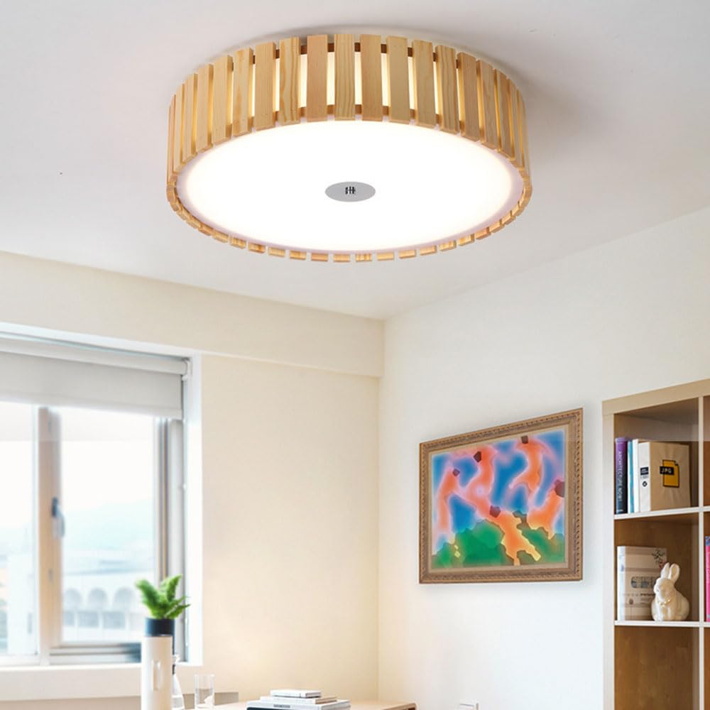 Drewniana Lampa Sufitowa W Stylu Nordyckim, Nowoczesne Oświetlenie Led, Design Retro-industrialny, Maksymalna Moc 60 W, Odpowiednia Do Wielu Zastosowań (56 cm)