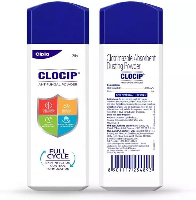 Clocip Dusting Powder (75 Gm) (Pack of 2, 75G)