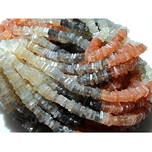 Perles Heishi pierre de lune véritable LKBEADS de 5mm, rangs de minéraux haut de gamme