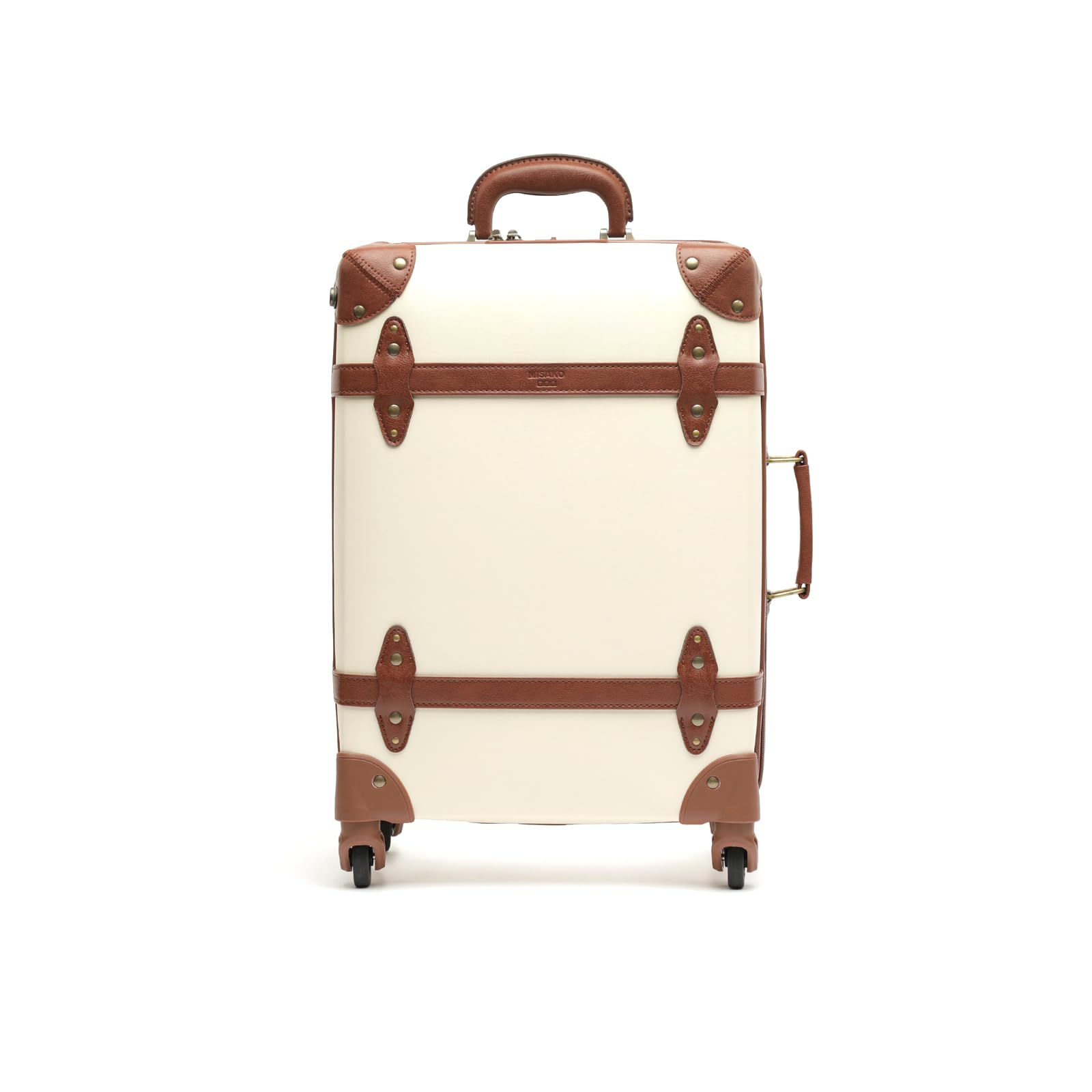 MISAKO Maleta Pequeña de Viaje Vintage Beige Unisex - Equipaje rígido de 55 X 35 X 21 cm de 4 Ruedas