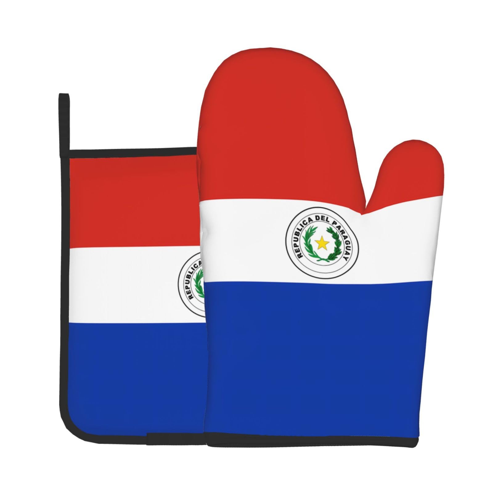 Oven Mitts and Potholders Set of 2 for Kitchen Baking Cooking GrayFlag of Paraguay Thick and Durable