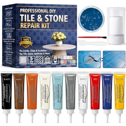 Vigorder Tile Repair Kit | Ceramic Tile Repair kit for Cracks Chips & Scratches on Bathtub Tile Stone Floors Walls & Counters | Easy Kneadable Putty for Seamless Finish