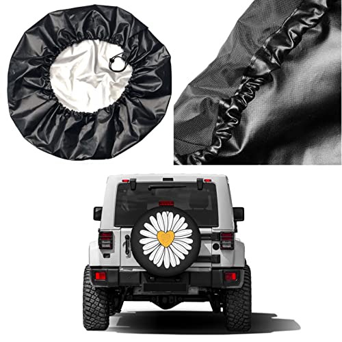 Image of Daisy Flower Spare Tire Cover Dust-Proof Wheel Tire Cover Fit Trailer, RV, SUV and Many Vehicle 17 Inch