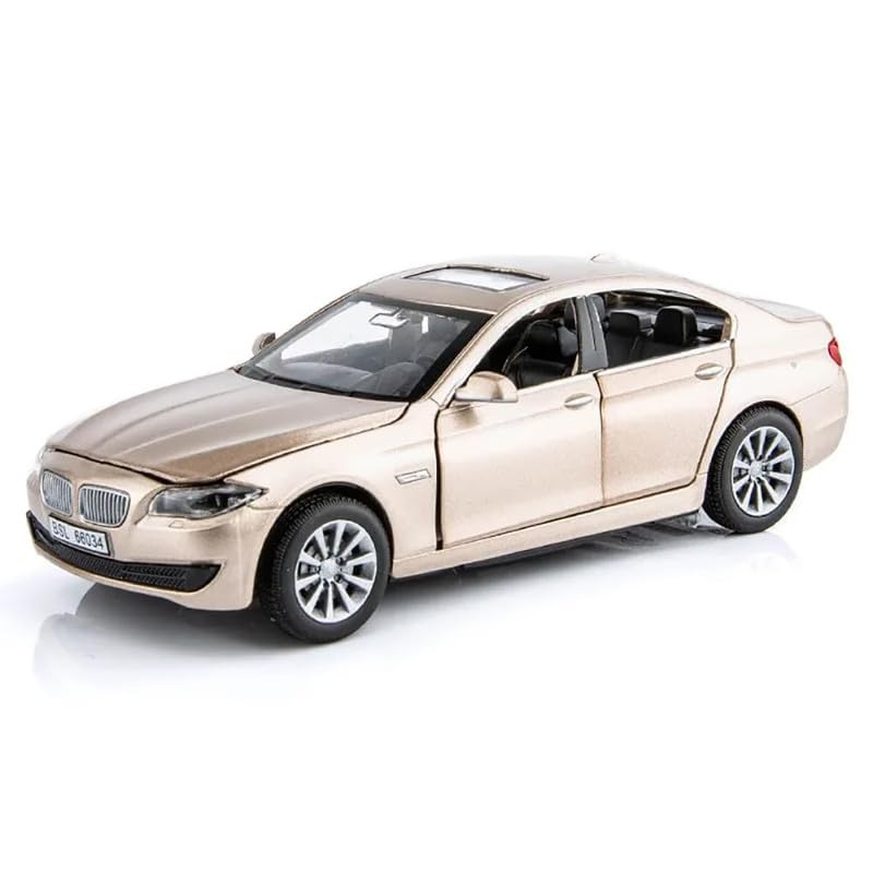 Image of Kids Model 1:32 BM 535I Die Cast Metal Car Pull Back Action Opening Doors with Realistic Engine Sound Lights Toy Car Gift for Boys - Gold