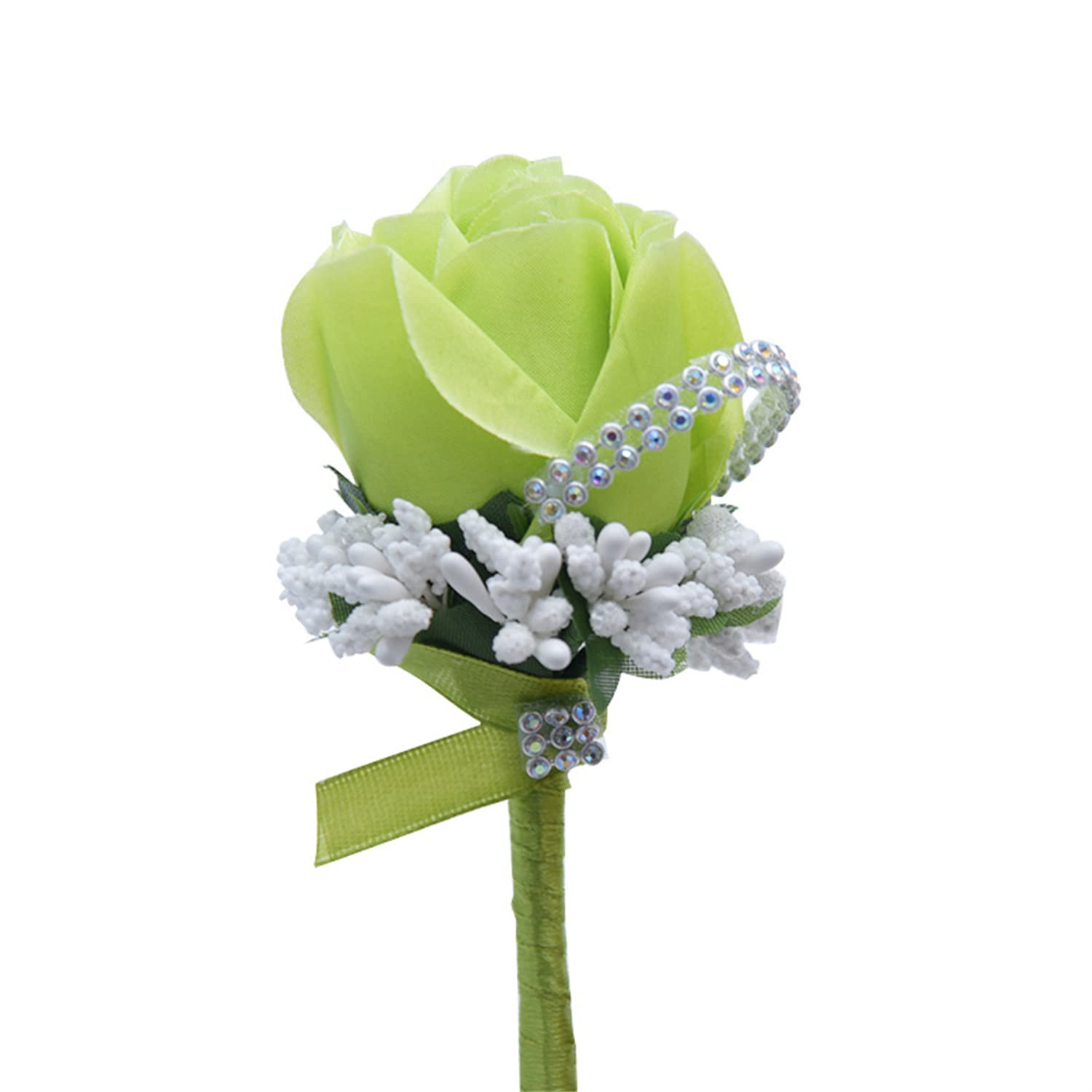 SUNNEE Rose Wedding Boutonniere Boutonniere Handmade Corsage Buttonhole Flowers Artificial Wedding Prom Banquet Flowers Decor Simulation Flower Corsage Groom Brooch Pins (Green)