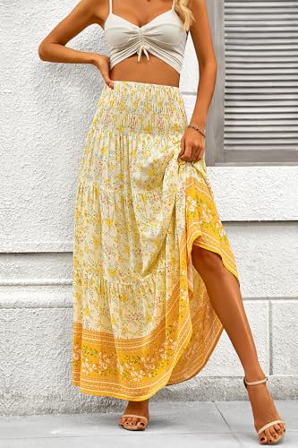 Image of CFLONGE Summer Maxi Skirts for Women 2026 Trendy Floral A Line Boho Skirt