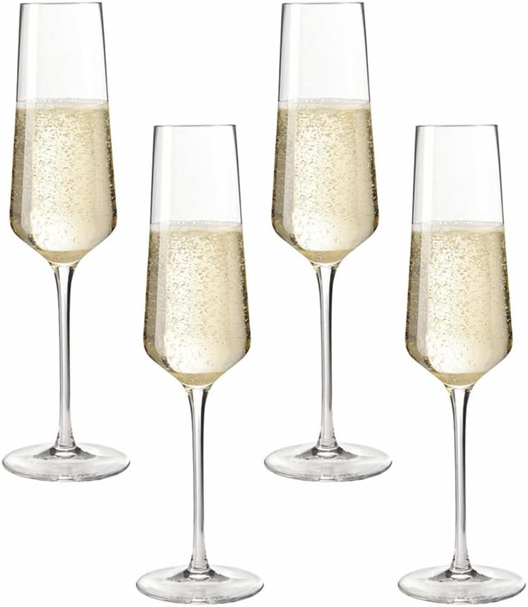 Orchid Royal Leerdam Leyda Champagne Glass Set 220ml, Champagne Flutes Hand Blown Crystal Champagne Glasses Set of 4, 100% Lead Free Premium Crystal Wine Glasses Gift for Wedding, Christmas Party