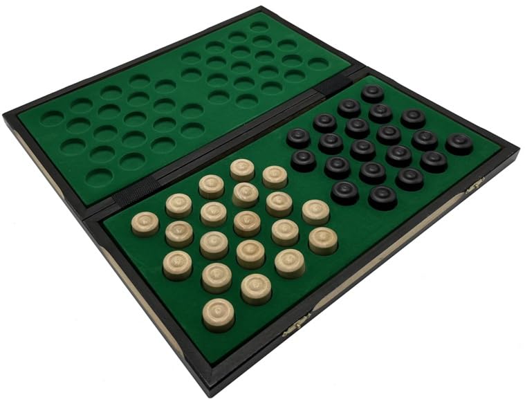 Jeu de Dames - Checkers 100 Champs Noirs - Échiquier Pliable - |40 x 40 cm|- en Bois & 40 Jeux de Dames |2,5 cm|- Checkers Set