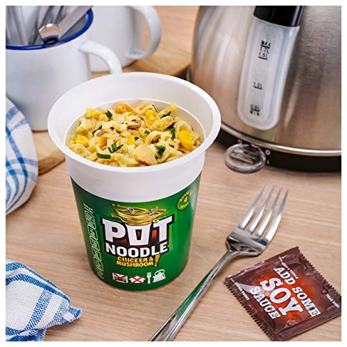 Chicken & Mushroom Pot Noodle Multipack - Pack of 12 x 90g Instant Pot Noodles with Topline Card. Chicken Soup Snack Pots Bulk Buy for Camping Food, Picnics or School Holidays. - Image 3