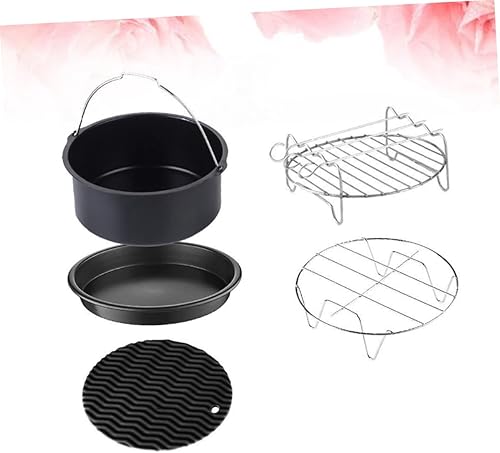 Miniatura 6 de Juego de 5 piezas de sartén de parrilla para horno, accesorios de parrilla redonda, bandeja para hornear, sartén redonda, kit de olla para pizza,
