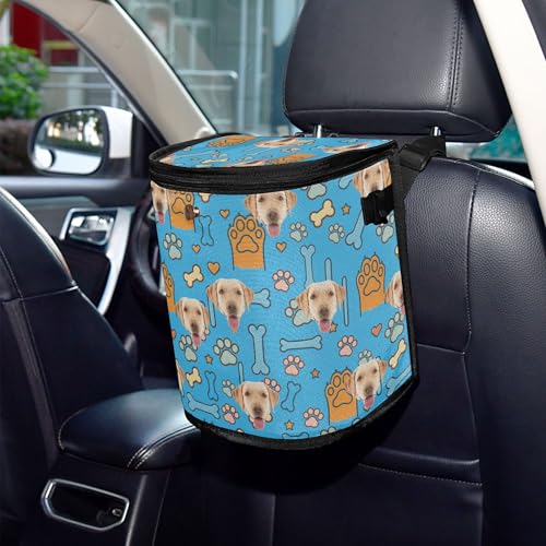 Image of Wudan Custom Cartoon Cute Dog Elements Car Trash Can with Lid Lid Leak Proof Holder Trash Can for Car Must Haves