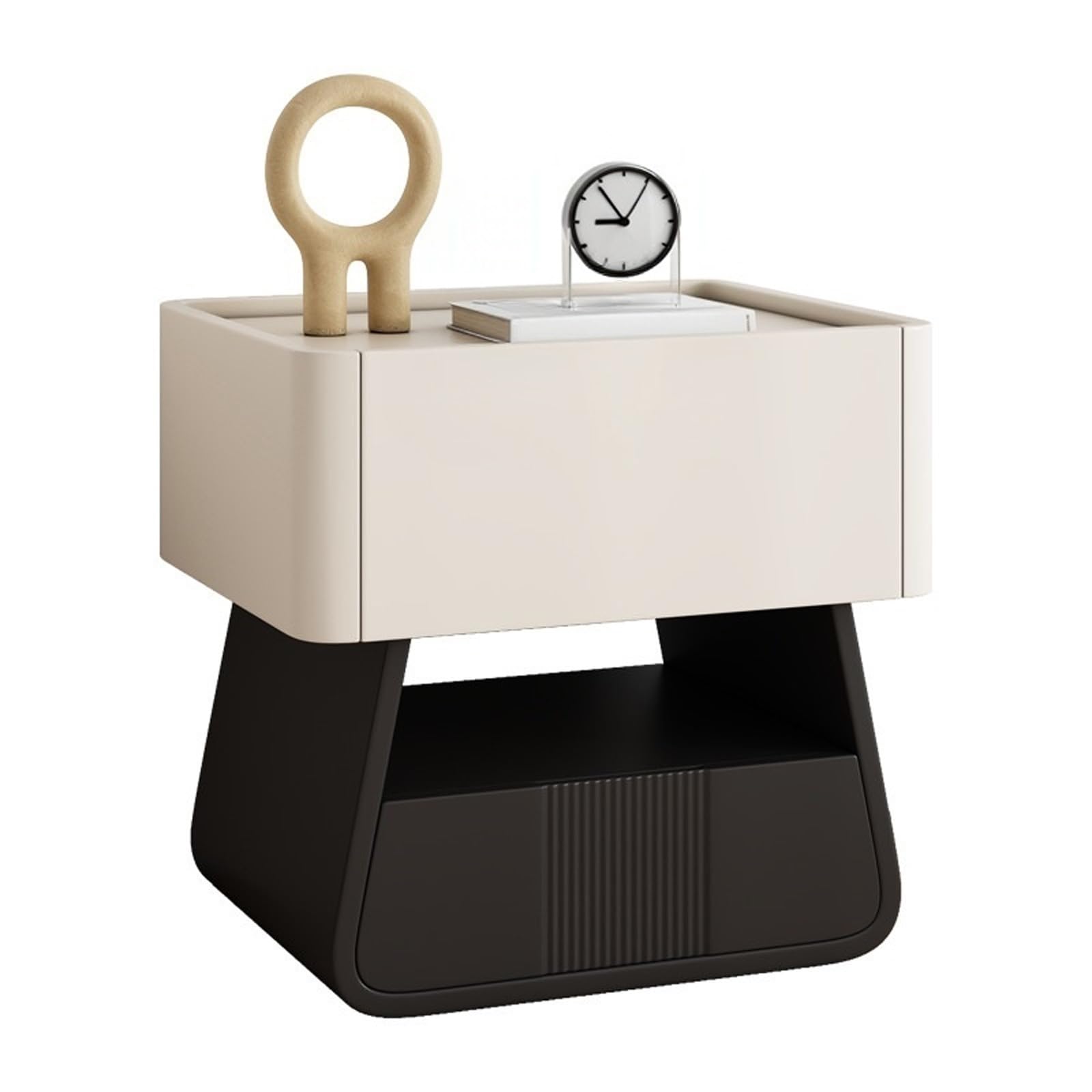 guiling-1986 Bedside Table Two-Tier Nightstand with Drawer and Shelf for Bedroom Storage Bedside Placement Nightstand(Large)