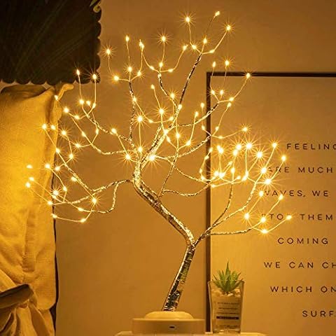 FUCHSUN $$$ Led Bonsai Tree Light Artificial Light Tree,Battery/USB Operated,Adjustable Branches, for Home Decoration Night Light and Gift (Warm White) Cover