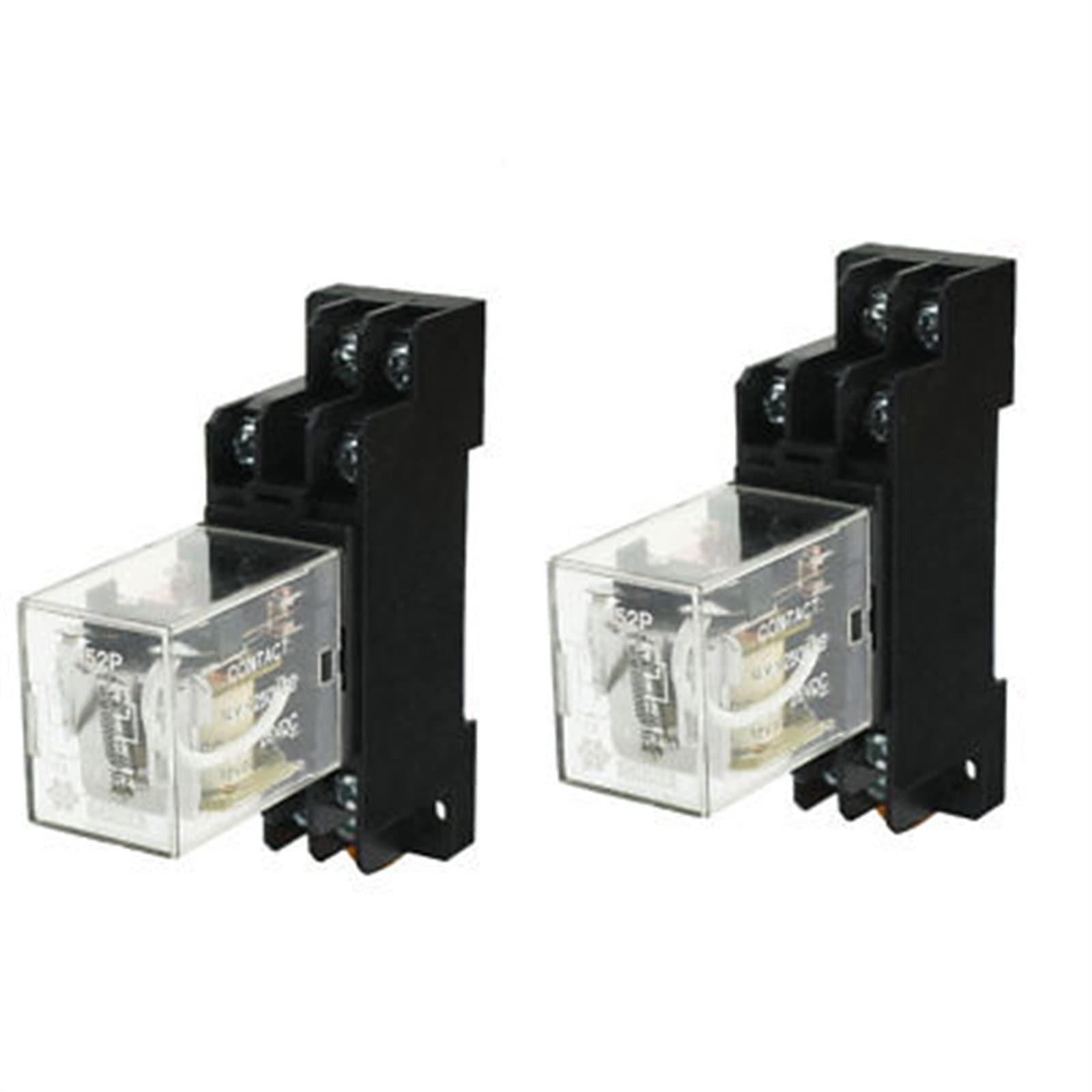 VDOQTLJT 2 Pcs 35mm Din Rail Socket DC 12V Coil DPDT Electromagnetic Power Relay