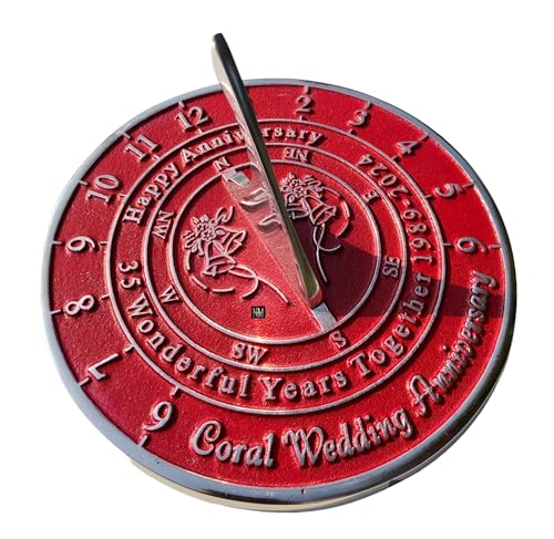 NauticalMart 35th Coral Anniversary Unique Marriage Present for Parents, Grandparents, Friends, Husband or Wife, Couples, Him & Her Wedding Anniversary Sundial Gift 2024 (35th Anniversary)
