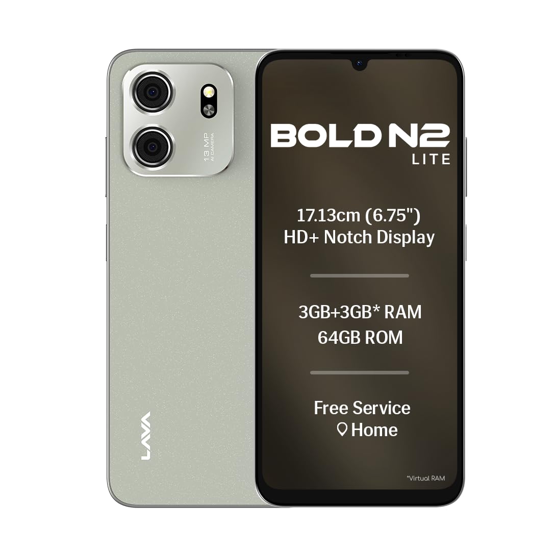 Lava Bold N2 Lite (Kolar Gold, 3 GB RAM, 64 GB Storage) | 6.75" HD+ Display | 13MP AI Dual Rear Camera | 5000 mAh Battery | Secure Face Unlock | Fingerprint Reader | Charger & Phone-Cover in Box-image-41