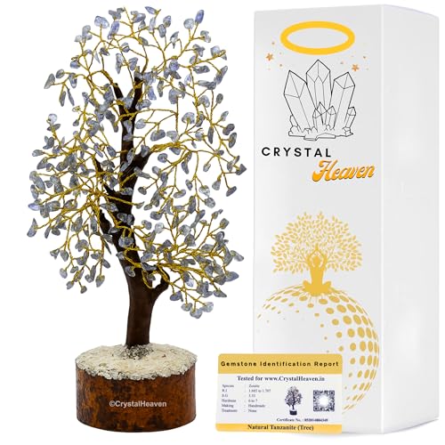 Image of Certified Tanzanite Crystal Tree for Good Luck - Healing Crystals Money Tree for Wealth, Positive Energy at Home Office - Decorative Spiritual Gifts for Vastu, House Warming