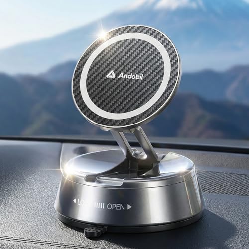 【2026最高傑作・吸着力70KG】 Andobil スマホホルダー 車 マグネット 車載スマホホルダー 【特製真空吸盤】 Magsafe スマホスタンド 車 「28個N56磁石・磁力7KG」 車載ホルダー チタン鋼 耐久性 取付簡単 全車種対応 カー用品 片手操作 携帯ホルダー 360度調整 iPhone 17 16 15 14 13 Pro Max Xperia AQUOSなど全機種対応