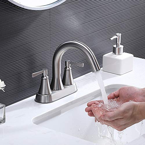 Vccucine Bathroom Faucet,Best Commercial Stainless Steel Centerset Brushed Nickel 2 Handles Bathroom Sink Faucet, Lavatory Vanity Sink Faucet #TOP3