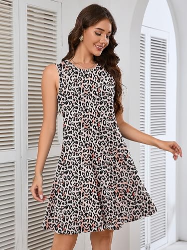 Image of Heymoments Women's Summer Dresses Sleeveless Casual Fashion Loose Swing Button Down Beach Dress with Pockets