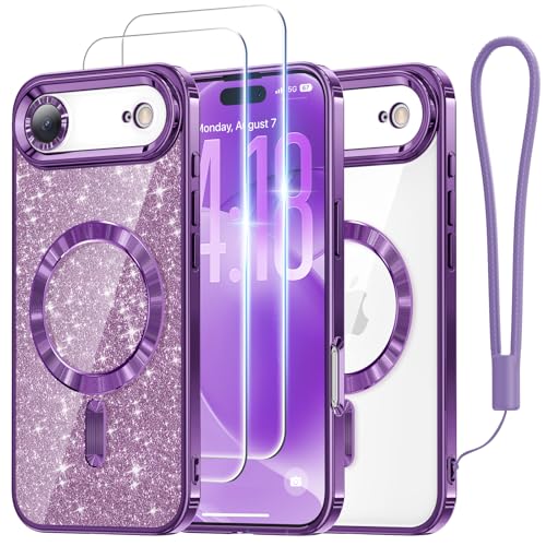 Coque iPhone Air 6,6" violette MagSafe avec protège écran et porte-carte