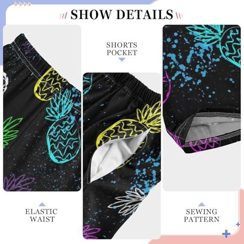 ZZXXB Colorful Pineapple Graffiti Boys Long Pants Soft Trousers Elastic Waist Kids Lounge Bottoms with Pockets S-XL4