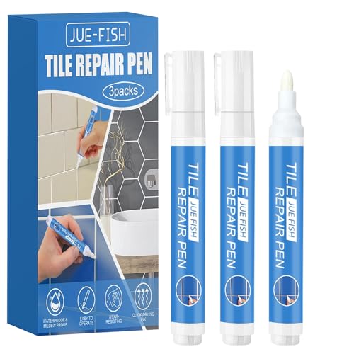 3pcs Rotuladores para Juntas de Azulejos,Kit Reparación de Juntas,Rotulador Blanqueador para Juntas de Azulejos,Fácil Aplicación para Baño, Cocina y Pavimentos