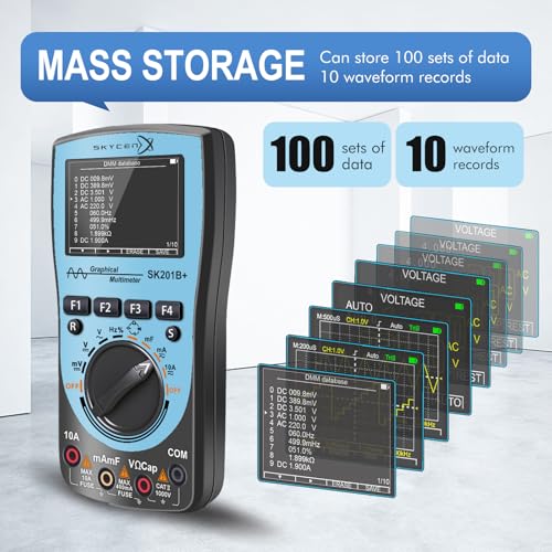Image of SK201B+ Intelligent Graphical Digital Oscilloscope Multimeter 2 in 1 with 2.4 Inches Color Screen 1MHz Bandwidth 2.5Msps Sampling Rate for DIY and Electronic Test