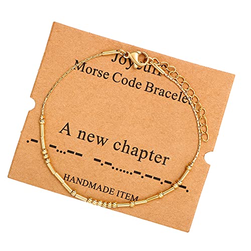 JoycuFF A new chapter Friendship Morse Code Bracelets Inspirational Gifts For Women Aunt Sister Best Friends Classmates Graduation Birthday Day Christmas Stianless Steel Jewelry Gold Bracelet