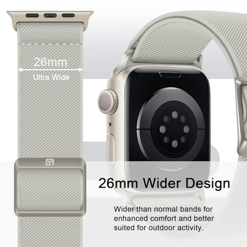 Suphart Compatible with Apple Watch Band 42mm 41mm 40mm 38mm for Men Women Stretchy Solo Loop Band Nylon Sport Band Designed for Apple Watch SE Series 10 9 8 7 6 5 4, Starlight - image 2
