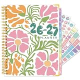 GuassLee 2026-2027 A5 Planner – Weekly & Monthly Planner Organizer Jul 2026 - Jun 2027, Abstract Floral Daily Agenda Planning Book with Hardcover, Pocket, Stickers & Tabs for Women Students Office