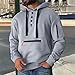 Men's Quarter Button Hooded Sweatshirt Utility Long Sleeve Loose Fit Running Pullover With Zipper Pockets Solid Color Lightweight Tactical Military Combat Work Cargo Hoodie Grey