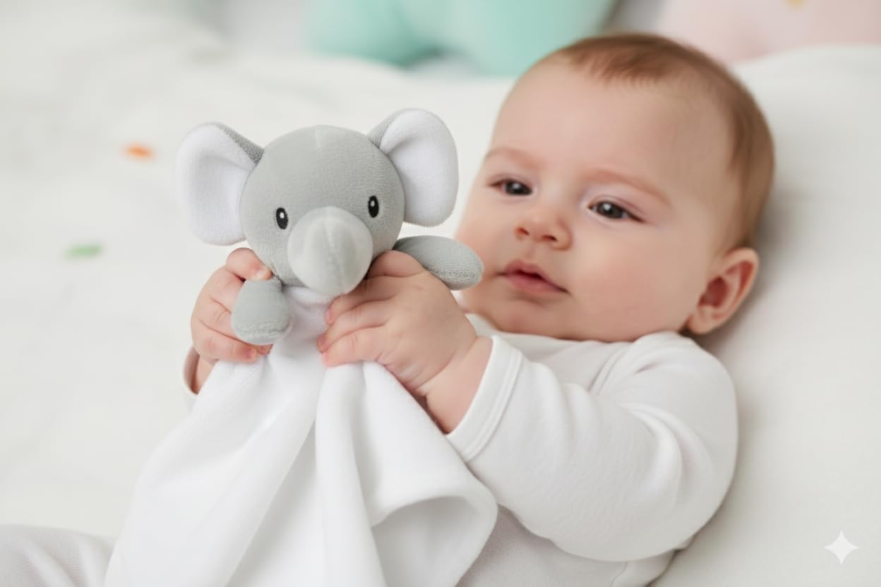 Pure & Soft Mink Baby Elephant Snuggles Comforter Super Soft Ideal for New Baby Gifts and for Peaceful Sleep (White) - Image 2