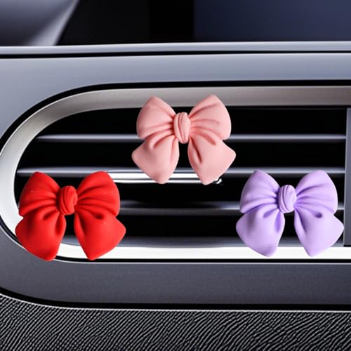 Image of 6 pcs Bow Car Air Vent Clips Coquette Cute Girly Car Decor Accessories Interior Aesthetic Decorations Charm Stuff for Women Girl (Colorful2)