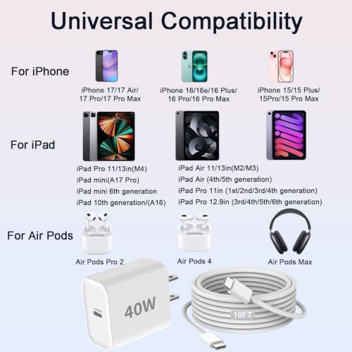 Image of iPhone 17 /16 /15 Charger Fast Charging 3Pack 40W USB C Charger Fast Charging