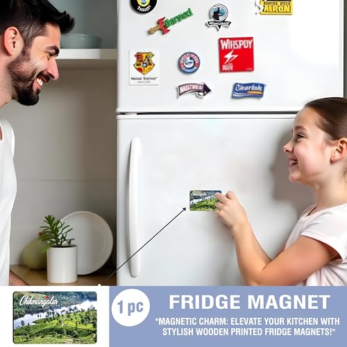 Image of Elegant Fridge Magnet with Themes |Rectangular Size Refrigerator Magnet with Magnetic Rubber Back | Pack of 1, 8.6cm X 5.4cm (Chikmangalur - Design 11)