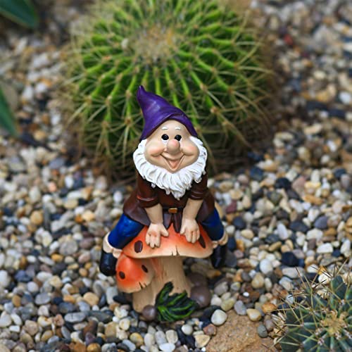 Mushroom Garden Gnome Statue Outdoor Indoor Decor Funny Cute Gnomes Naughty Gnome Fairy Dwarf Elf Spring Scandinavian Decorations Guardian Resin Figurine Gift For Home Lawn #TOP6