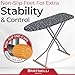 Bartnelli Compact Ironing Board, 13x43 Space-Saving Steel Foldable Iron Board, 4 Layer Cotton Cover, Adjustable Height, Bonus Hanger and Silicone Iron Pad