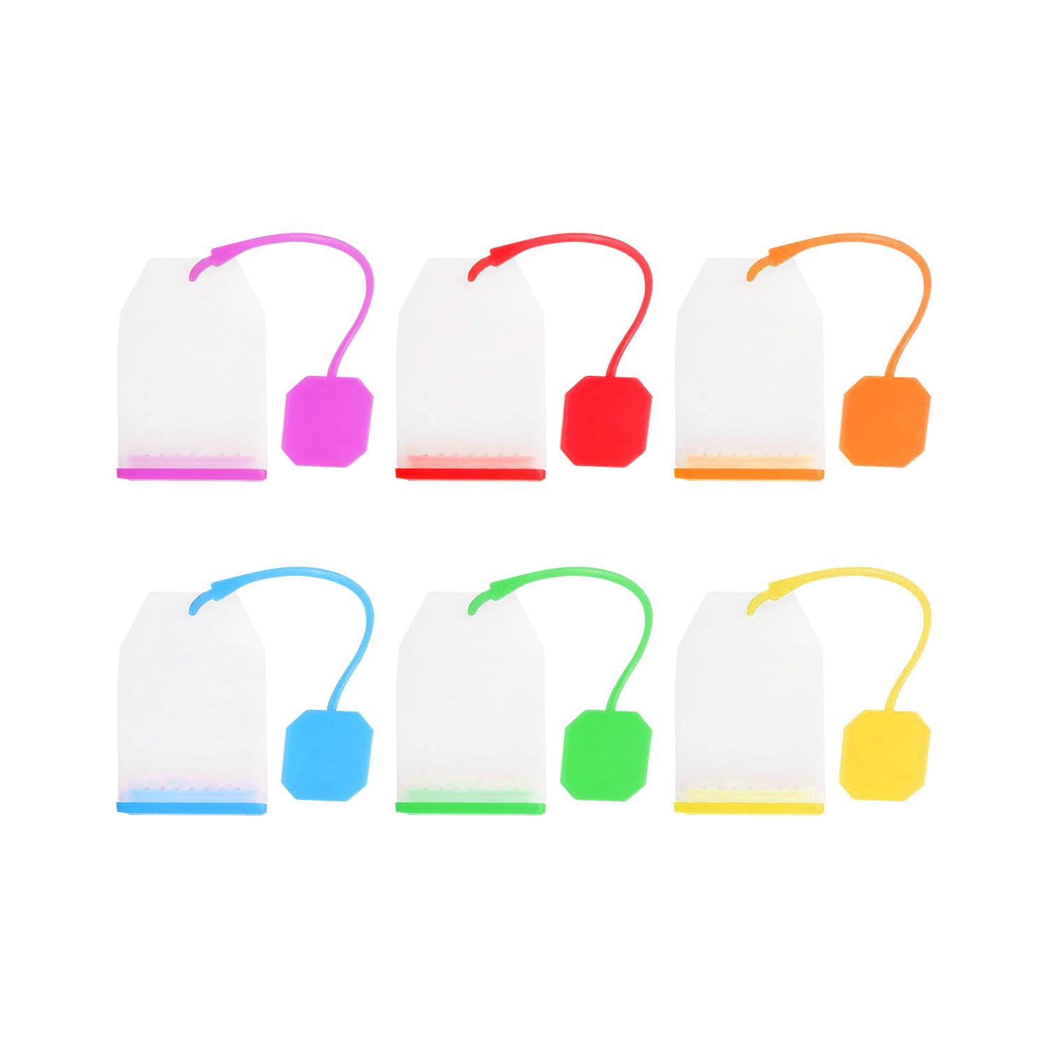 Hopzab 6 Pcs Silicone Tea Infusers Loose Leaf Bags Strainer Filter Reusable Safe Filter Bags Tea Brewing Accessories with Long Rope for Cups and Teapot,6 Colours