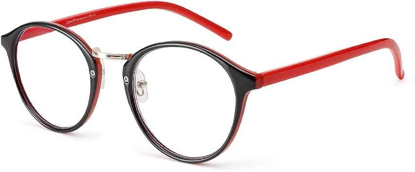 Cyxus Nerd Glasses Round Blue Light Glasses for Woman Reduce Eye Strain UV Blocking for Computer Screen8065T04 Red