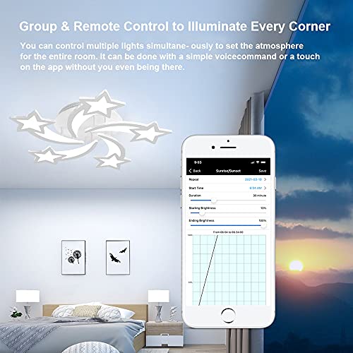 Lustre LED moderne connecté réglable avec télécommande pour chambre - 4