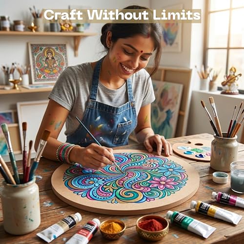 Image of Classyo Round MDF Board Cutouts, MDF Cutouts for Craft, DIY Art Boards for Lippan Art, Mandala Art, Painting, Resin Art and Crafts (8 Inch, Set of 6)