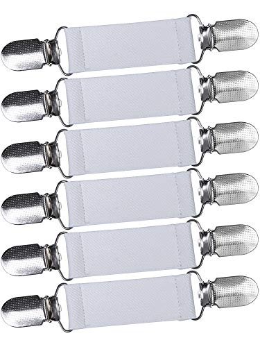 Ruisita 6 Pieces Fashion Fit Dress Clips Stainless Steel Elastic Clip Garments Glove Clips (White)