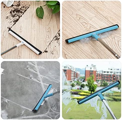 LOLYSIC 2 Set Wet Room Floor Squeegee, 37 Inch Floor Water Squeegee Mop Wiper, 180° Rotating Adjustable Long Handle Foam Blade Window Cleaner Shower Floor Squeegee for Bathroom, Garage, Tile
