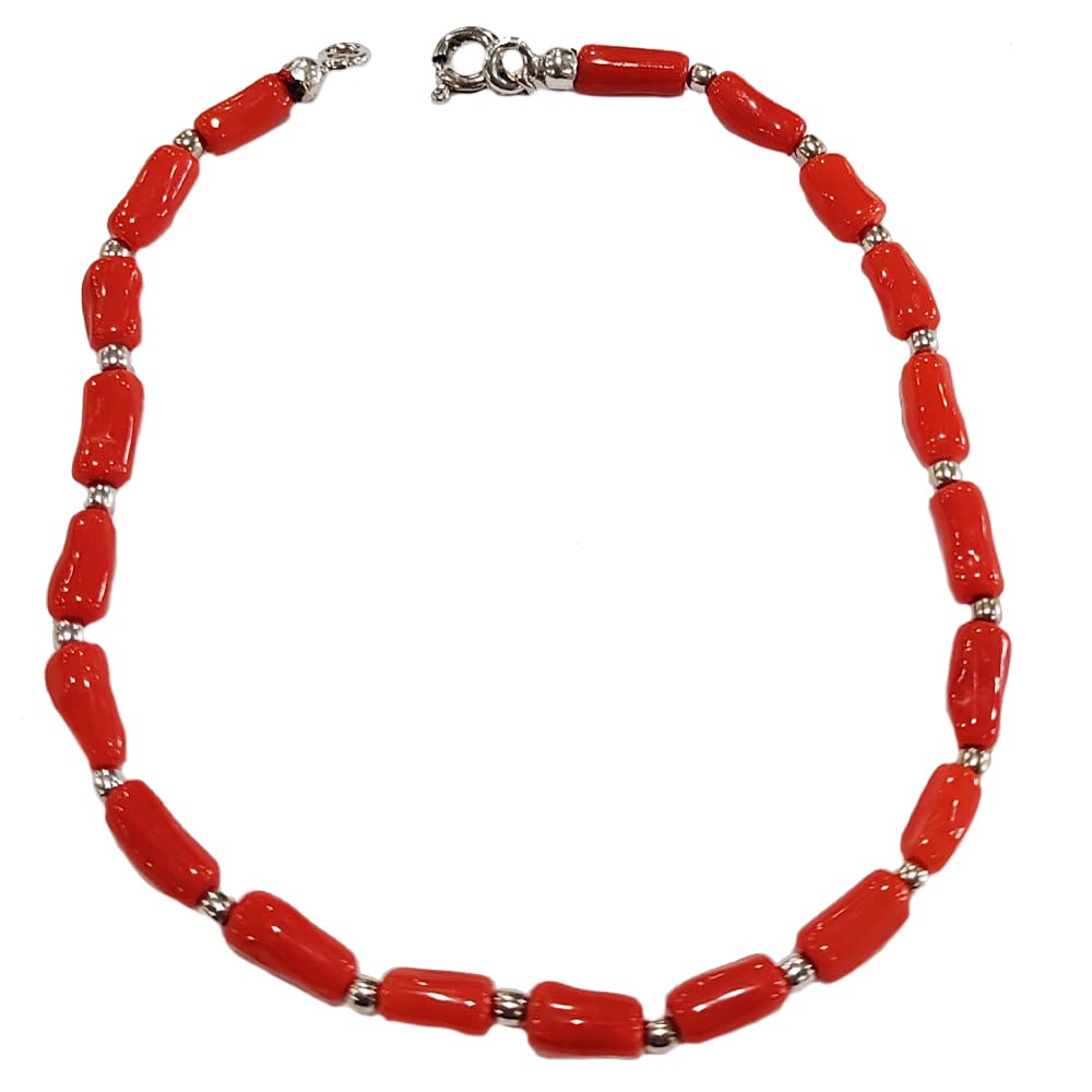 Bracciale argento 925 uomo donna unisex con cannettine corallo rosso naturale e argento 925 gioiello artigianale unico made in italy