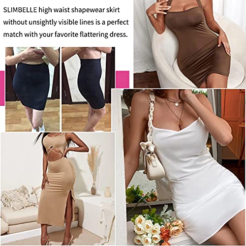 Image of SLIMBELLE Half Slips Shaper Cool Comfort Seamless Slip Shapewear Under Dress Tight Skirt Undergarments