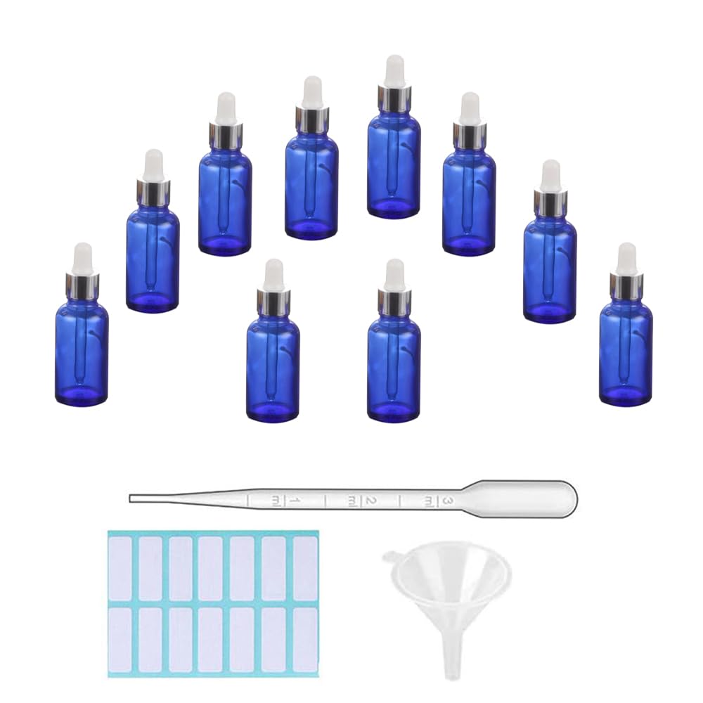 Set 20 Flaconi Contagocce In Vetro Da 5ml - Con Imbuto, Contagocce E Adesivi, Per Oli Essenziali E Liquidi