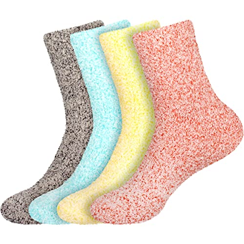 Image of BambooMN Women's Fuzzy Warm Feather Soft Socks - Value Packs
